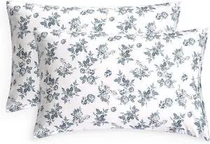 Cottagecore Pillow Cases, Floral Shabby Chic Vintage Flower Shabby Chic Coquette Aesthetic, Set of 2 Soft Pillowcases Pillow Shams Covers, Dark Blue, King Size 20x36 Inches Cottagecore Pillow Cases, Floral Shabby Chic Vintage Flower Shabby Chic Coquette Aesthetic, Set of 2 Soft Pillowcases Pillow Shams Covers, Dark Blue, King Size 20x36 Inches