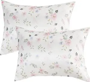 Floral Rose Print Satin Pillow Cases for Hair and Skin, Standard Size Satin Pillowcases 2 Pack with Envelope Closure, Frizz-Reducing, Breathable, Pastel Watercolor,20x26 Inches Floral Rose Print Satin Pillow Cases for Hair and Skin, Standard Size Satin Pillowcases 2 Pack with Envelope Closure, Frizz-Reducing, Breathable, Pastel Watercolor,20x26 Inches