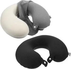 2 Pcs Neck Pillow Covers with Zipper, Cooling U Shaped Travel Pillow Case Cover, Replacement Neck Pillows Case, Soft and Smooh Washable oft Airplane Pillows Covers, Black Grey(No Filler) 2 Pcs Neck Pillow Covers with Zipper, Cooling U Shaped Travel Pillow Case Cover, Replacement Neck Pillows Case, Soft and Smooh Washable oft Airplane Pillows Covers, Black Grey(No Filler)