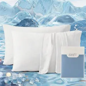 Washed Ultra-Chill Cooling Pillowcase Set of 2,Queen Size,White Washed Ultra-Chill Cooling Pillowcase Set of 2,Queen Size,White