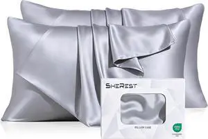 100% Lyocell Tencel Pillow Cases Cooling Silk-Like Soft Satin Standard Size Pillow Covers with Zipper for Hair, Travel Bedding Essentials Birthday Gifts for Women Men (2pcs, Gray, 20"x26") 100% Lyocell Tencel Pillow Cases Cooling Silk-Like Soft Satin Standard Size Pillow Covers with Zipper for Hair, Travel Bedding Essentials Birthday Gifts for Women Men (2pcs, Gray, 20"x26")