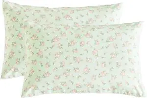 Floral Pillow Cases, Coquette Cottagecore Aesthetic Flower Shabby Chic Rose Pattern, Set of 2 Soft Pillowcases Pillow Shams Covers, Green Pink, Standard Size 20x26 Inches Floral Pillow Cases, Coquette Cottagecore Aesthetic Flower Shabby Chic Rose Pattern, Set of 2 Soft Pillowcases Pillow Shams Covers, Green Pink, Standard Size 20x26 Inches