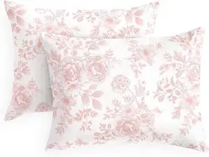 Floral Pillow Cases, Shabby Chic Cottagecore Coquette Style with Vintage Flower Pattern, Set of 2 Soft Pillowcases Pillow Shams Covers, Pink White, Standard Size 20x26 Inches Floral Pillow Cases, Shabby Chic Cottagecore Coquette Style with Vintage Flower Pattern, Set of 2 Soft Pillowcases Pillow Shams Covers, Pink White, Standard Size 20x26 Inches