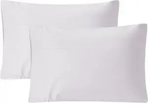 100% Cotton Pillow Cases Set of 2, Sateen Stripe Standard Size Pillowcase, Soft Breathable Pillow Covers, Hotel Quality Bedding, 20" x 30", White 100% Cotton Pillow Cases Set of 2, Sateen Stripe Standard Size Pillowcase, Soft Breathable Pillow Covers, Hotel Quality Bedding, 20" x 30", White