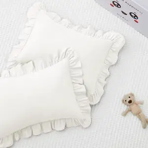 Cotton Toddler Pillowcase 13"x18" Set of 2, White Cotton Toddler Pillowcase 13"x18" Set of 2, White