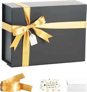 Black Gift Boxes with Lids, 9x7x4 Inches Small Gift Box with Ribbon, Collapsible Gift Boxes with Magnetic Closure for Birthday, Wedding, Bridesmaid Proposal Box Contains Gift Card Ribbon Tag Black Gift Boxes with Lids, 9x7x4 Inches Small Gift Box with Ribbon, Collapsible Gift Boxes with Magnetic Closure for Birthday, Wedding, Bridesmaid Proposal Box Contains Gift Card Ribbon Tag