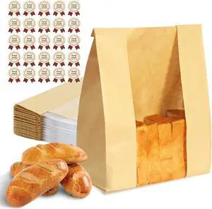 WIKDAY Bread Bags for Homemade Bread 50PCS Sourdough Bakery Bag with Window WIKDAY Bread Bags for Homemade Bread 50PCS Sourdough Bakery Bag with Window