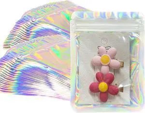 Holographic Bags 100pcs Mylar Bags 3x4 inches Resealable Bag with Party Favor Bag Coffee Storage for Small Business Holographic Bags 100pcs Mylar Bags 3x4 inches Resealable Bag with Party Favor Bag Coffee Storage for Small Business