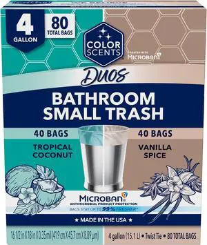 Color Scents 4 Gallon Small Trash Bags Twist Tie 80 Count Duo Scents Color Scents 4 Gallon Small Trash Bags Twist Tie 80 Count Duo Scents