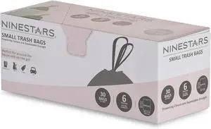 NINESTARS NSTB-6-30 Extra Strong White Trash Bag w/Drawstring Closure, 6 Gal. / 20 L., 30 count NINESTARS NSTB-6-30 Extra Strong White Trash Bag w/Drawstring Closure, 6 Gal. / 20 L., 30 count