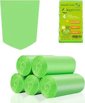 4 Gallon Biodegradable Compostable Small-Trash-Bags - Green Small Garbage Bags For Bathroom Can 100 Count Unscented Little Waste Basket Kitchen Office Car Tiny Liners Bulk Strong Thick Inwaysin 4 Gallon Biodegradable Compostable Small-Trash-Bags - Green Small Garbage Bags For Bathroom Can 100 Count Unscented Little Waste Basket Kitchen Office Car Tiny Liners Bulk Strong Thick Inwaysin