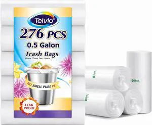 Teivio Mini Clear Trash Bags 0.5 Gallon 276 Count 11"x12" Bathroom Teivio Mini Clear Trash Bags 0.5 Gallon 276 Count 11"x12" Bathroom