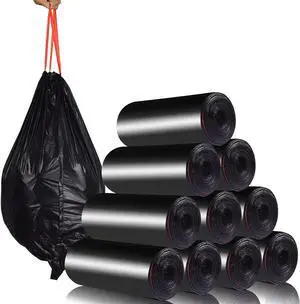 Trash Bags Drawstring Garbage Bags-Coocn Thicker Heavy Bathroom Trash can Liners for Bedroom Home Kitchen 50 Counts ,4-6 Gallon (Black) Trash Bags Drawstring Garbage Bags-Coocn Thicker Heavy Bathroom Trash can Liners for Bedroom Home Kitchen 50 Counts ,4-6 Gallon (Black)