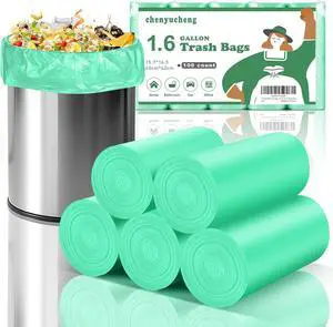 1.6 Gallon Mini Trash-Bags For Bathroom Compostable - Green Small Garbage BagsFit 1.3-1.5GalBiodegradable 100 Count 6 Liter Unscented Tiny Waste Basket Liners Kitchen Office Car Thick Chenyucheng 1.6 Gallon Mini Trash-Bags For Bathroom Compostable - Green Small Garbage BagsFit 1.3-1.5GalBiodegradable 100 Count 6 Liter Unscented Tiny Waste Basket Liners Kitchen Office Car Thick Chenyucheng