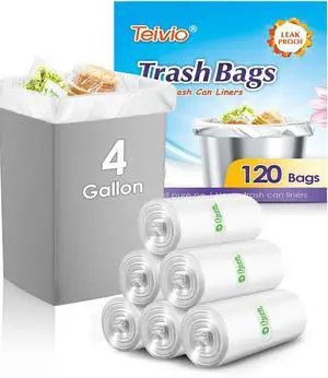 Teivio Small Clear Trash Bags 4 Gallon 120 Count Bathroom Garbage Bags Teivio Small Clear Trash Bags 4 Gallon 120 Count Bathroom Garbage Bags