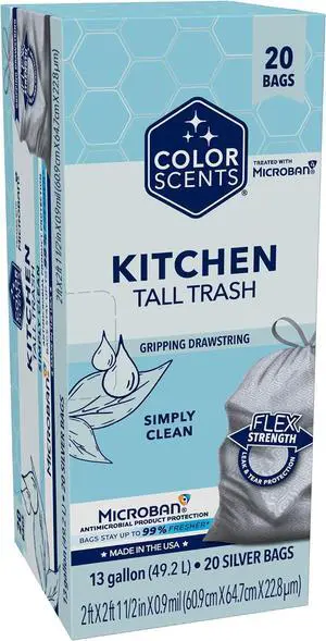 Color Scents 13 Gallon Kitchen Trash Bags Drawstring 20 Count Simply Clean Color Scents 13 Gallon Kitchen Trash Bags Drawstring 20 Count Simply Clean