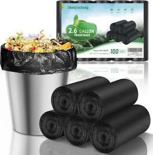 2.6 Gallon Small-Trash-Bag Bathroom Biodegradable Black - Mini Garbage Bags Compostable Unscented 100 Count Waste Basket Liners 10 Liter Tiny Kitchen Office Car Strong Thick Bulk Chenyucheng 2.6 Gallon Small-Trash-Bag Bathroom Biodegradable Black - Mini Garbage Bags Compostable Unscented 100 Count Waste Basket Liners 10 Liter Tiny Kitchen Office Car Strong Thick Bulk Chenyucheng