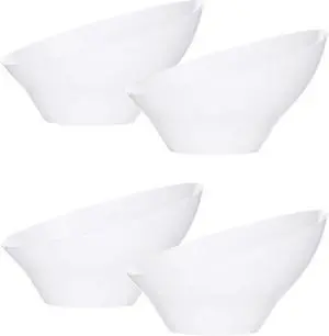 PLASTICPRO Disposable Angled Plastic Bowls Round Small Serving Bowl, Elegant for Party's, Snack, or Salad Bowl, White, Pack of 8 PLASTICPRO Disposable Angled Plastic Bowls Round Small Serving Bowl, Elegant for Party's, Snack, or Salad Bowl, White, Pack of 8