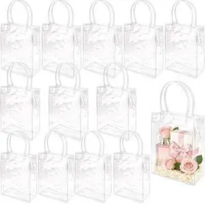 WhizToys PVC Clear Gift Bags with Handles, 12 PCS, 5.9x7.9x2.8In WhizToys PVC Clear Gift Bags with Handles, 12 PCS, 5.9x7.9x2.8In
