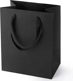 PrimeSign Black Gift Bags with Handles, 6 Pack 8x5x10 Inch Paper Bags PrimeSign Black Gift Bags with Handles, 6 Pack 8x5x10 Inch Paper Bags