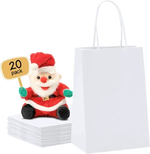 METRONIC Gift Bags 5.25 x 3.75 x 8 Inch 20 Pack White Paper Bags METRONIC Gift Bags 5.25 x 3.75 x 8 Inch 20 Pack White Paper Bags