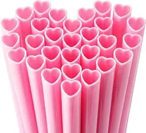 25pcs Heart Shaped Pink Straws 8mm-Individually Wrapped Disposable Straws 25pcs Heart Shaped Pink Straws 8mm-Individually Wrapped Disposable Straws