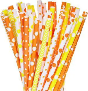 Paper Straws 50Pcs Assorted Disposable Drinking Straws for Birthday Christmas Wedding Halloween Bridal Shower Cocktail Juice Party Decoration (50, Mixed Yellow Orange) Paper Straws 50Pcs Assorted Disposable Drinking Straws for Birthday Christmas Wedding Halloween Bridal Shower Cocktail Juice Party Decoration (50, Mixed Yellow Orange)