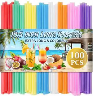 100 Pcs Colorful Plastic Straws, 10.5" Extra Long Disposable Drinking Straws for 30oz Stanley Cup and Tumbler, Sturdy Bulk Straw for Party, Juice, Smoothies & Iced Coffee 100 Pcs Colorful Plastic Straws, 10.5" Extra Long Disposable Drinking Straws for 30oz Stanley Cup and Tumbler, Sturdy Bulk Straw for Party, Juice, Smoothies & Iced Coffee