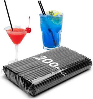 200 PCS Black Plastic Disposable Drinking Straws | 10.23" x 0.24" | Unwrapped Straws Plastic for Party, Home, Travel | BPA-Free | Value Pack | Made in USA 200 PCS Black Plastic Disposable Drinking Straws | 10.23" x 0.24" | Unwrapped Straws Plastic for Party, Home, Travel | BPA-Free | Value Pack | Made in USA