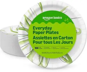 Amazon Basics Everyday Paper Plates, 10 Inch, Disposable, 100 Count, Packaging May Vary Amazon Basics Everyday Paper Plates, 10 Inch, Disposable, 100 Count, Packaging May Vary