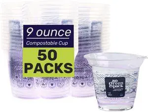 Eco-Friendly PLA Compostable 9oz Cups (50 Pieces) Biodegradable Disposable Party Cups for Drinks, Snacks & Desserts Eco-Friendly PLA Compostable 9oz Cups (50 Pieces) Biodegradable Disposable Party Cups for Drinks, Snacks & Desserts