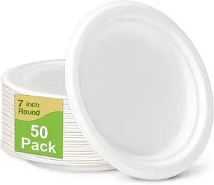 Small Paper Plates 7 inch, 50 Pack Disposable Dessert Plates Small Paper Plates 7 inch, 50 Pack Disposable Dessert Plates