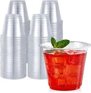 Turbo Bee 50 Pack 9 oz Clear Plastic Cups, Drinking Cups Disposable, Punch Plastic Party Cup for Wine, Juice, Iced Coffee and Cold Beverage Turbo Bee 50 Pack 9 oz Clear Plastic Cups, Drinking Cups Disposable, Punch Plastic Party Cup for Wine, Juice, Iced Coffee and Cold Beverage
