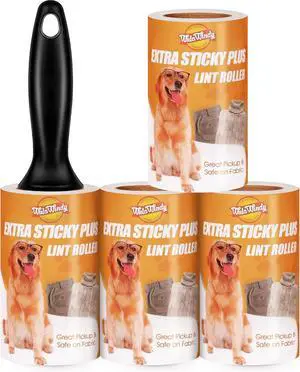 WulaWindy Extra Sticky Lint Rollers for Pet Hair, 240 Sheets, 4-Pack WulaWindy Extra Sticky Lint Rollers for Pet Hair, 240 Sheets, 4-Pack