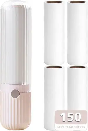 Compact Lint Remover with 150 Sheets, 1 Roller & 4 Refills, Pink Compact Lint Remover with 150 Sheets, 1 Roller & 4 Refills, Pink