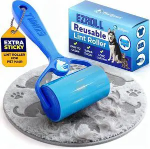 PetLovers EzRoll Reusable Lint Roller - Sticky for Life & Multi-Purpose Pet Hair, Dust, & Lint Remover for Clothing, Upholstery, & Cars - Sustainable, Washable & Efficient PetLovers EzRoll Reusable Lint Roller - Sticky for Life & Multi-Purpose Pet Hair, Dust, & Lint Remover for Clothing, Upholstery, & Cars - Sustainable, Washable & Efficient