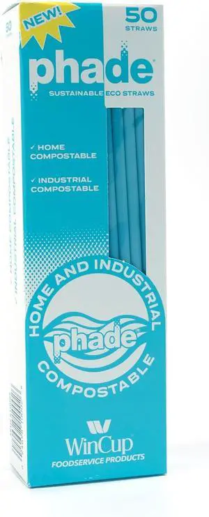 phade Eco-Friendly Sustainable Marine Biodegradable, Compostable 7.75" Jumbo Straws, Un-wrapped, 1 Box - 50 Count phade Eco-Friendly Sustainable Marine Biodegradable, Compostable 7.75" Jumbo Straws, Un-wrapped, 1 Box - 50 Count