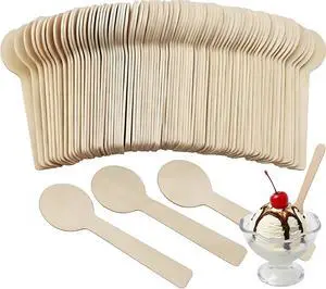 200 Mini Wooden Spoons, 4 Inch Wooden Ice Cream Spoons Disposable 200 Mini Wooden Spoons, 4 Inch Wooden Ice Cream Spoons Disposable