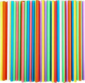 Individually Wrapped 100 Pcs Colorful Plastic Straws, Disposable Drinking Straws, 8.26" Long and 0.23'' Diameter Individually Wrapped 100 Pcs Colorful Plastic Straws, Disposable Drinking Straws, 8.26" Long and 0.23'' Diameter