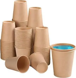 BYSNOW 100 Pack 5 oz Kraft Paper Cups, Small Disposable Bathroom Cups BYSNOW 100 Pack 5 oz Kraft Paper Cups, Small Disposable Bathroom Cups