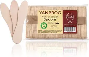 Mini Wooden Spoons Small Tasting Spoons 3" Ice Cream Spoon 100Pcs, Natural Birch Biodegradable Compostable Wooden Cutlery for Parties, weddings Mini Wooden Spoons Small Tasting Spoons 3" Ice Cream Spoon 100Pcs, Natural Birch Biodegradable Compostable Wooden Cutlery for Parties, weddings