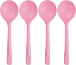 100 Count Independent Packaging Soup Spoons, Heavy Disposable Plastic Spoons for Cake Dessert Ice Cream (Pink) 100 Count Independent Packaging Soup Spoons, Heavy Disposable Plastic Spoons for Cake Dessert Ice Cream (Pink)
