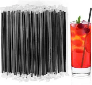 100Pcs Disposable Plastic Straws - Individually Wrapped Black Straws 100Pcs Disposable Plastic Straws - Individually Wrapped Black Straws
