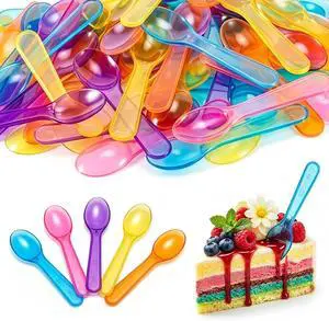 Zerobe Mini Tasting Spoons: Disposable Plastic Dessert Spoons 100pcs Zerobe Mini Tasting Spoons: Disposable Plastic Dessert Spoons 100pcs