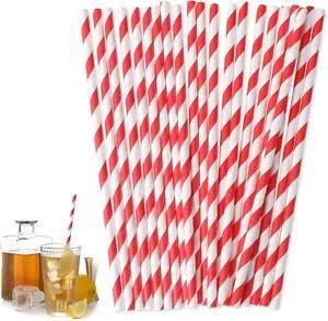 Paper Straws, 100 Pcs Red Striped Straws 7.7 Inch Disposable Drinking Straw Party Straw for Bridal Shower New Year Birthday Wedding Juice Coffee Cold Drinks Cocktail Party Decoration Supplies Paper Straws, 100 Pcs Red Striped Straws 7.7 Inch Disposable Drinking Straw Party Straw for Bridal Shower New Year Birthday Wedding Juice Coffee Cold Drinks Cocktail Party Decoration Supplies