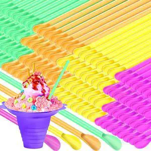 200Pcs Snow Cone Spoon Straws,Disposable Plastic 7.9 inch Drinking Scoop Straw,Milkshake Shaved Ice Sticks for Slushie Summer,Party,Birthday(Colorful) 200Pcs Snow Cone Spoon Straws,Disposable Plastic 7.9 inch Drinking Scoop Straw,Milkshake Shaved Ice Sticks for Slushie Summer,Party,Birthday(Colorful)