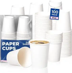 Fit Meal Prep 100 Pack 8 oz Disposable Paper Coffee Cups, Premium White Hot Cups for Hot/Cold Beverage, Durable Thickened Paper Cup Bulk for Party, Daily Use, Office, Home, Bistros Fit Meal Prep 100 Pack 8 oz Disposable Paper Coffee Cups, Premium White Hot Cups for Hot/Cold Beverage, Durable Thickened Paper Cup Bulk for Party, Daily Use, Office, Home, Bistros