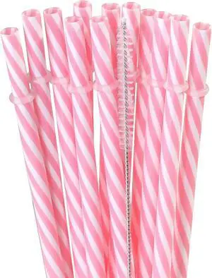 Dakoufish 12 Piece 9 Inch Reusable Plastic Thick Drinking Straws BPA Free Mason Jar Pink small Stripe Straws (9inch Pink) Dakoufish 12 Piece 9 Inch Reusable Plastic Thick Drinking Straws BPA Free Mason Jar Pink small Stripe Straws (9inch Pink)