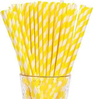 YAOSHENG Yellow Paper Straws, 100 Pack Biodegradable Disposable Drinking Straws for Party YAOSHENG Yellow Paper Straws, 100 Pack Biodegradable Disposable Drinking Straws for Party