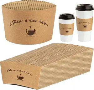 Kraft Paper Coffee Cup Sleeves 50 Packs - Coffee Sleeves, Disposable Corrugated Cup Sleeves Holder for Protective Hot and Cold Insulation, Fits 10, 12, 16, 20 oz Paper Cups (Cup Not Included) Kraft Paper Coffee Cup Sleeves 50 Packs - Coffee Sleeves, Disposable Corrugated Cup Sleeves Holder for Protective Hot and Cold Insulation, Fits 10, 12, 16, 20 oz Paper Cups (Cup Not Included)